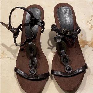 Dark brown heeled sandals